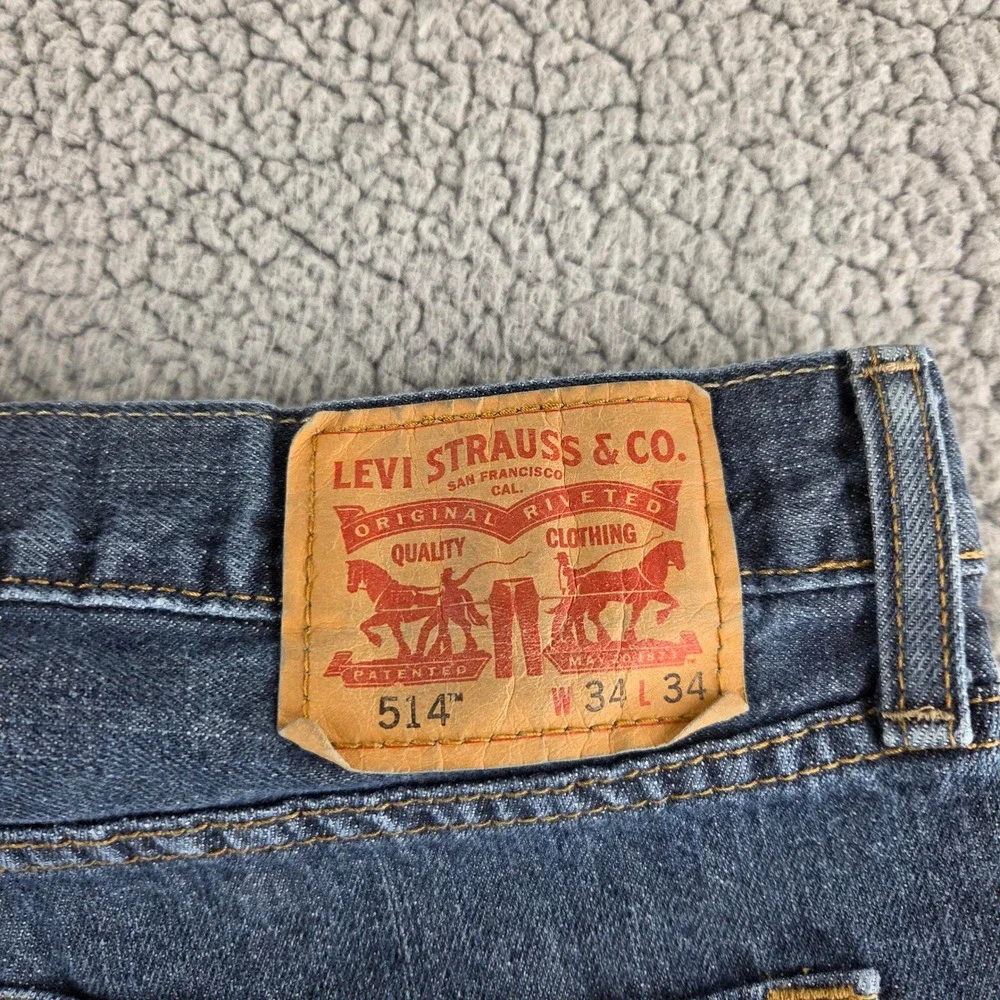 Levis 514 Straight Leg Jeans Mens 34x34 Dark Wash Blue Denim Western Work Pants